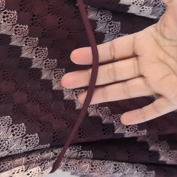 Studio One 14 Burgundy Crochet Dress 3/4 Sleeve Sheath - Picture 10 of 14